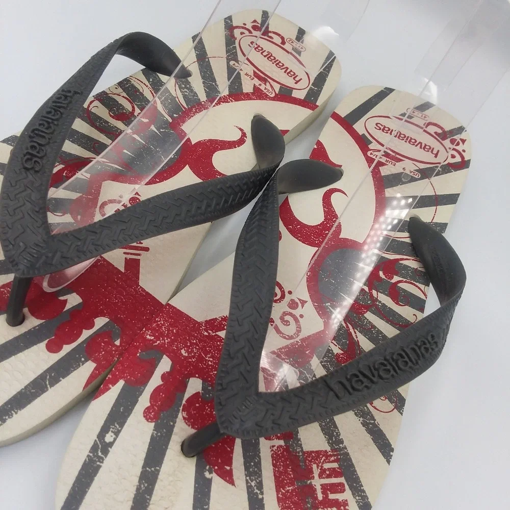 Havaianas Flip Flops Graphic‎ Print Thong Sandals Beach Pool Slides US9 EUR41/42